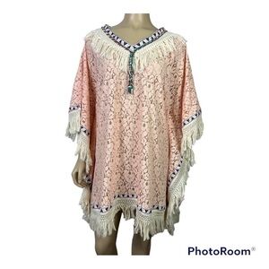 VELZERA Crochet with Boho Trim Swimsuit Cover - OSFM